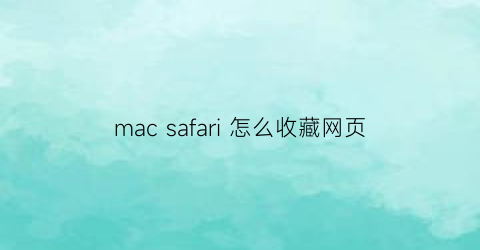 mac safari 怎么收藏网页